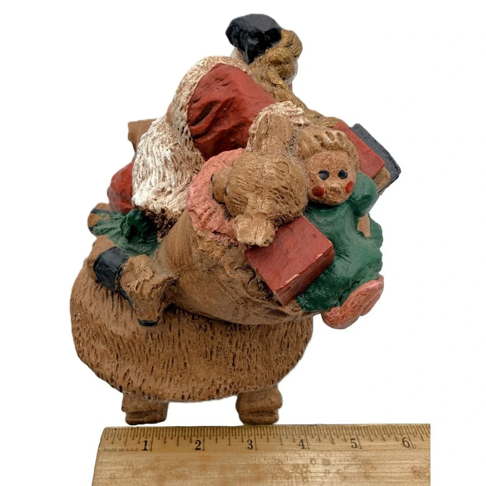 Artist Santa & Sleigh of Toys Hand Painted Figurine Andrea Sibert Krabbe Vtg '87